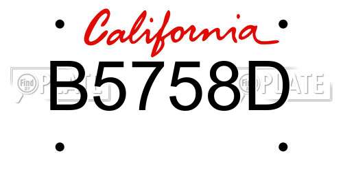 B5758D California License Plate