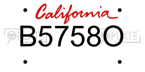 B5758O California License Plate
