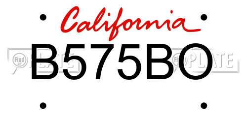 B575BO California License Plate