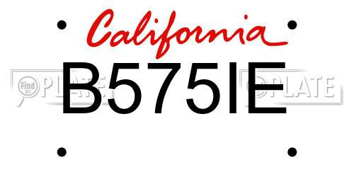 B575IE California License Plate