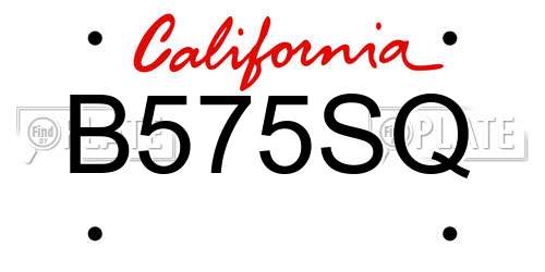 B575SQ California License Plate