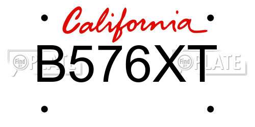B576XT California License Plate