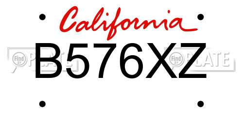 B576XZ California License Plate
