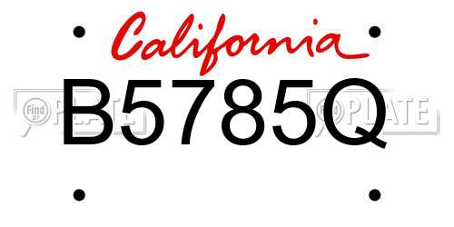 B5785Q California License Plate