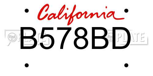 B578BD California License Plate