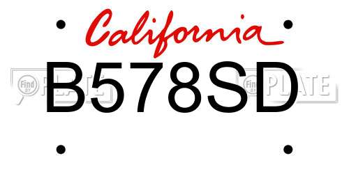 B578SD California License Plate