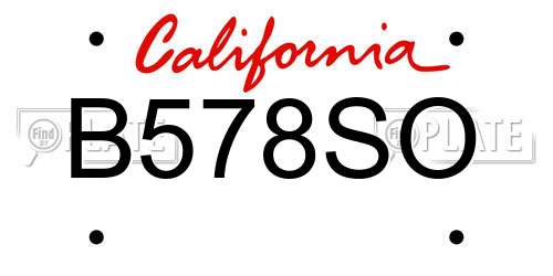 B578SO California License Plate