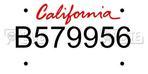 B579956 California License Plate