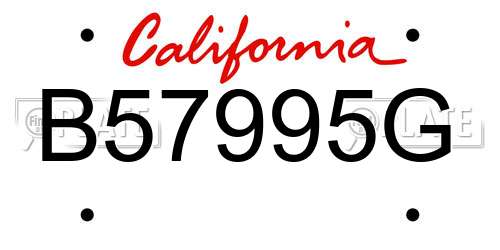 B57995G California License Plate