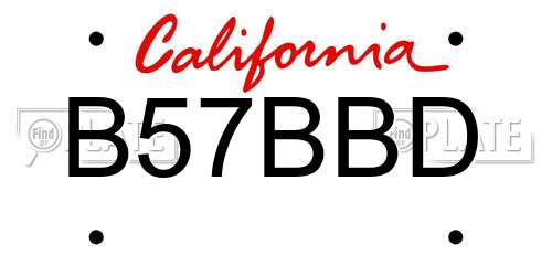 B57BBD California License Plate