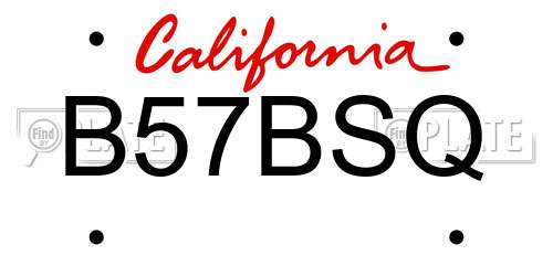 B57BSQ California License Plate