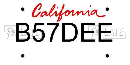 B57DEE California License Plate
