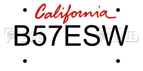 B57ESW California License Plate