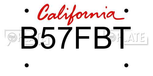 B57FBT California License Plate
