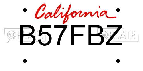 B57FBZ California License Plate