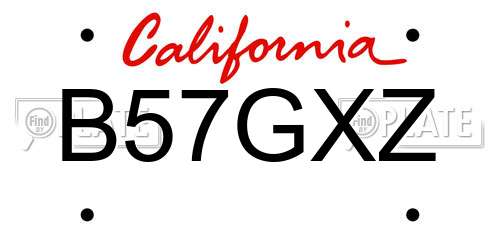 B57GXZ California License Plate
