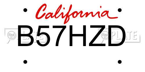B57HZD California License Plate