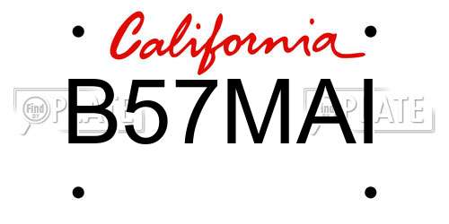 B57MAI California License Plate