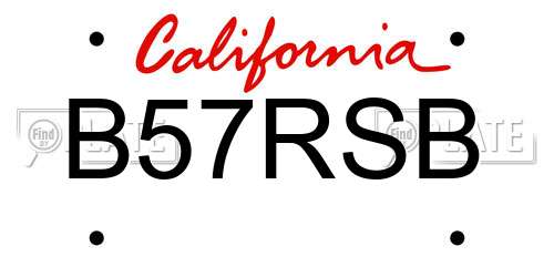 B57RSB California License Plate