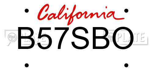 B57SBO California License Plate
