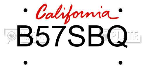B57SBQ California License Plate