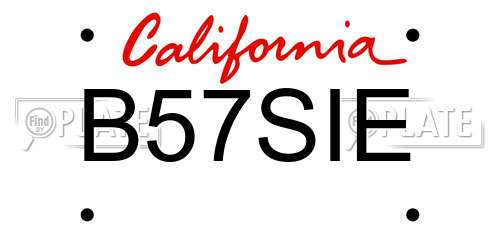 B57SIE California License Plate