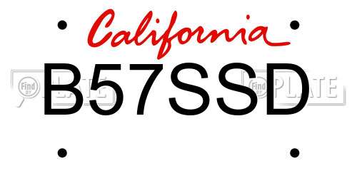 B57SSD California License Plate