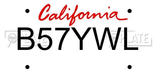 B57YWL California License Plate