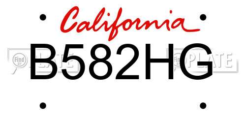 B582HG California License Plate