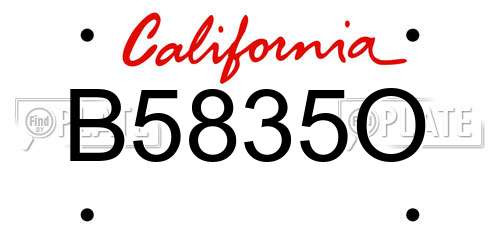 B5835O California License Plate