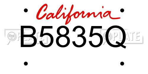 B5835Q California License Plate