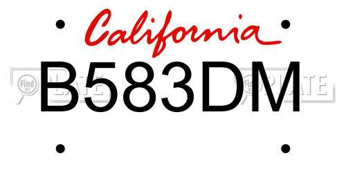 B583DM California License Plate
