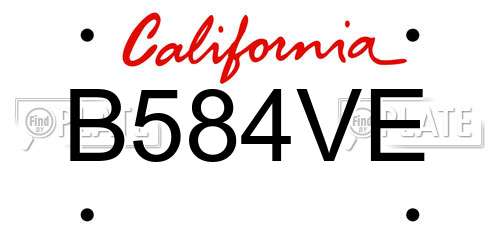 B584VE California License Plate