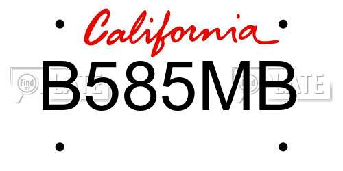 B585MB California License Plate
