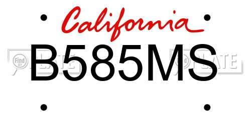 B585MS California License Plate