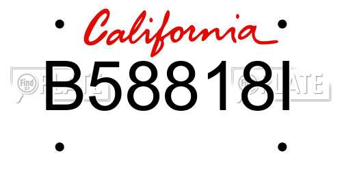 B58818I California License Plate