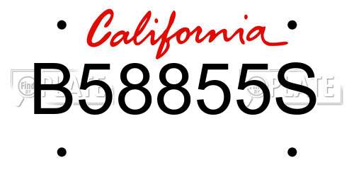 B58855S California License Plate