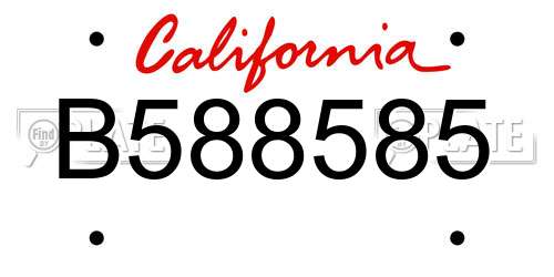 B588585 California License Plate