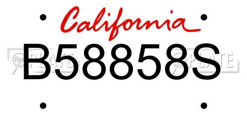 B58858S California License Plate