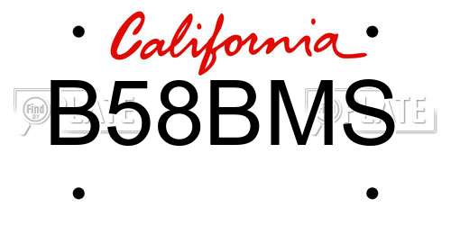 B58BMS California License Plate
