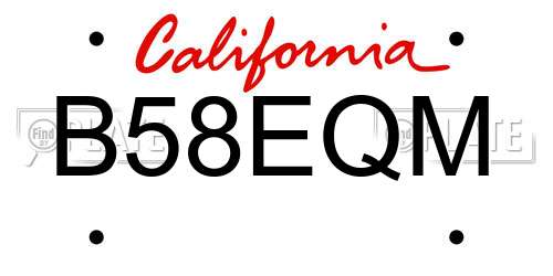 B58EQM California License Plate