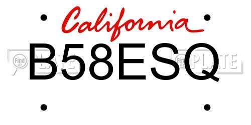B58ESQ California License Plate