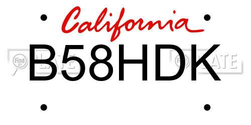 B58HDK California License Plate