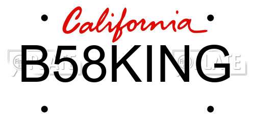 B58KING California License Plate
