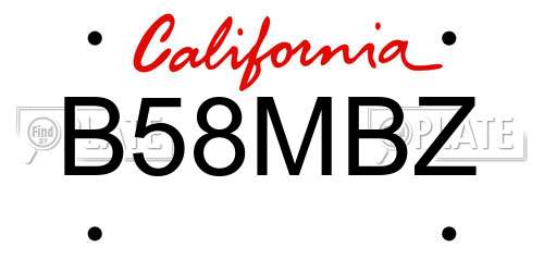 B58MBZ California License Plate