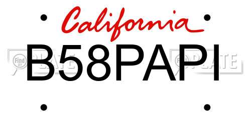 B58PAPI California License Plate