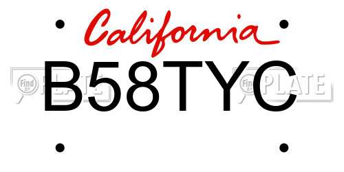 B58TYC California License Plate