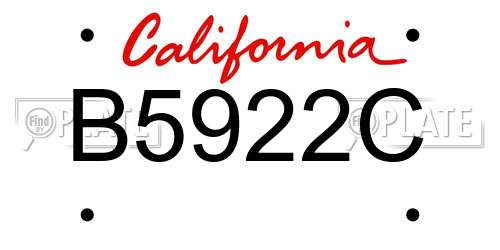 B5922C California License Plate