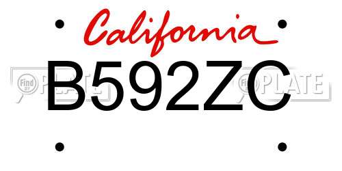 B592ZC California License Plate
