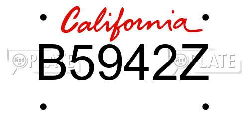 B5942Z California License Plate